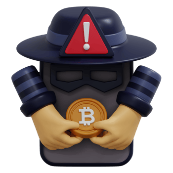 Holding Cryptocurrency Coin with Warning Symbol Cybersecurity Concept png