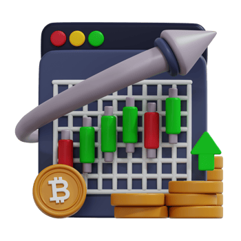 Analyzing Financial Growth Chart with Coin Currency and Arrow Up png