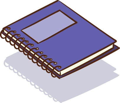 Spiral notebook with cover icon, cartoon style illustration vector