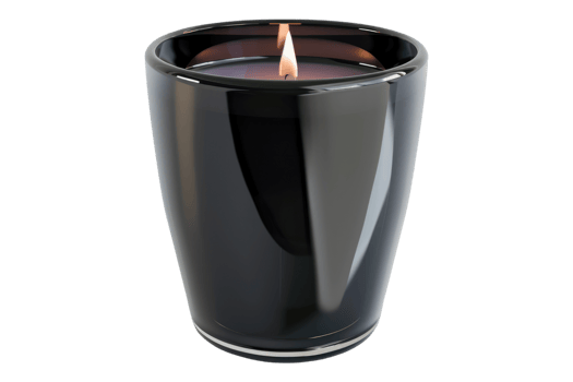 Black double infinity symbol glass candle isolated on transparent background png