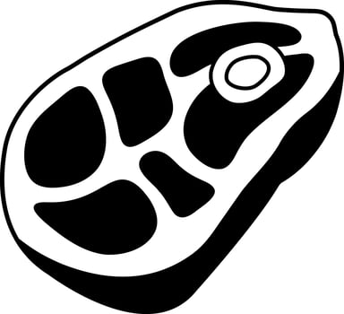 black and white icon of a piece of meat vector