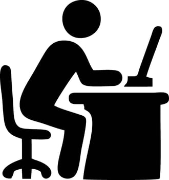 Person working at a computer icon. vector