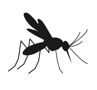 Black Mosquito Silhouette Illustration. Simple Black Flying Pest Graphic. Stylized Mosquito Outline in Black. Black Mosquito icon design. png