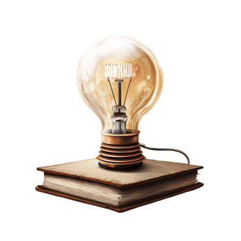 Vintage light bulb on a book, concept of knowledge, education, and creative ideas on a transparent background png