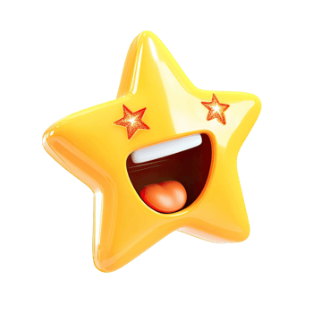 Animated Yellow Star Cartoon Character with Smiling Face and Transparent Background png