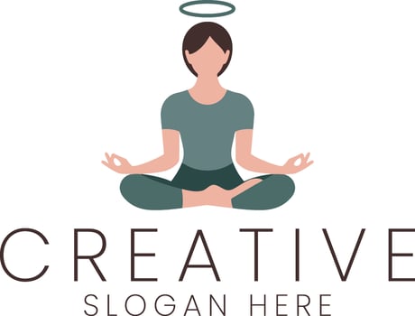 Peaceful Yoga Woman Meditation Pose Creative Design zen art calm flat icon lotus vector