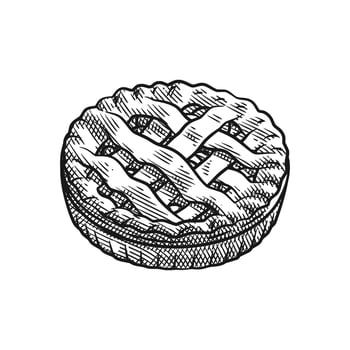 Elegant Apple Pie Design with Intricate Engraving Style Details vector