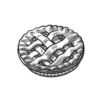 Detailed Apple Pie Illustration in Classic Engraving Line Art Style vector