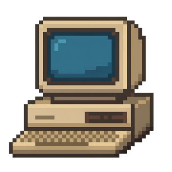 Pixel art retro computer isolated, vintage technology icon for gaming, web design, nostalgia branding, digital art, tech blog graphics png