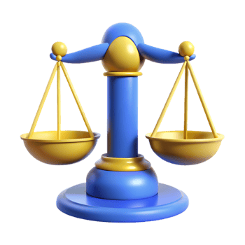 Golden Justice Scales, Blue Pedestal, 3D Rendering, Legal Symbol, Law Icon png