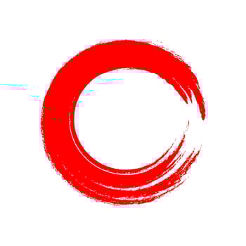red circle brush enso symbol, smear circle shape with scribble hand drawn, ink dirty stain red on white, paint stripe brush strokes circle symbol vector