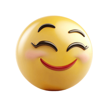 Happy Yellow Emoji with Smiling Face and Rosy Cheeks on a Transparent Background png