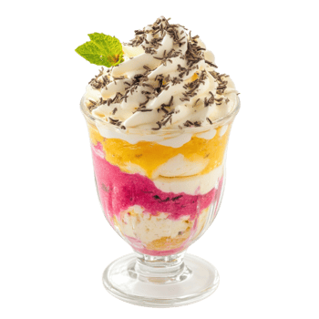 Sundae dessert in a cup on transparent background. png