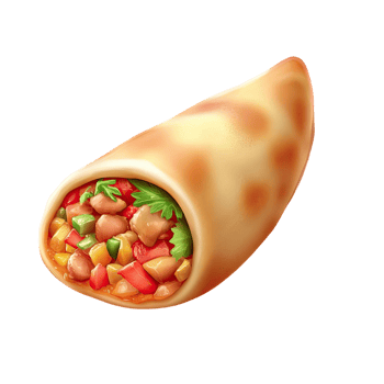 Realistic Illustration of a Freshly Made Burrito with Transparent Background png