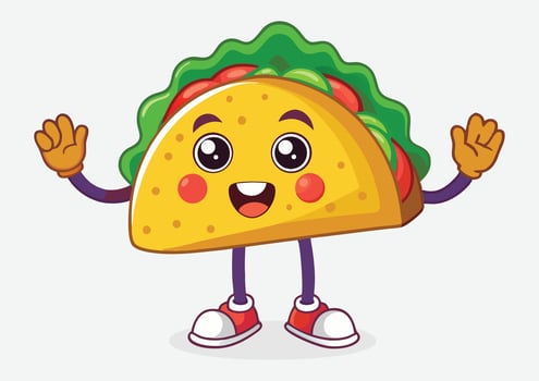 Illustration of kawaii taco cartoon character vector
