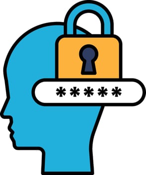 A blue head with a yellow lock on it vector