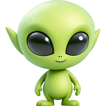 Cute Green Alien with Big Eyes png