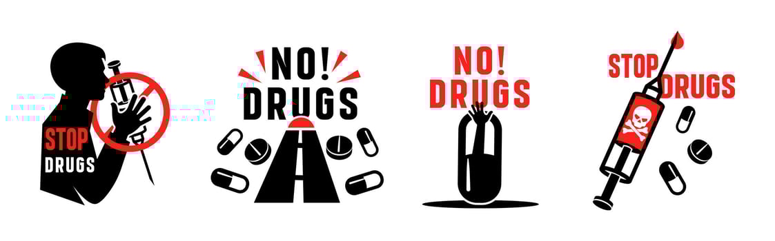 International Day Against Drug Abuse. Awareness Concept Icons and Logos vector