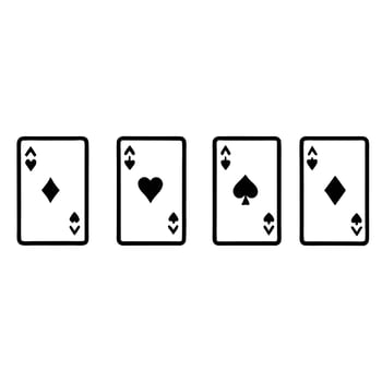 Ace Playing Cards Black And White Illustration Minimalist Style Design vector