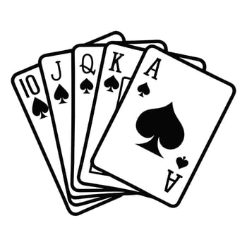 Royal Flush Spades Poker Hand Black And White Simple Illustration Design vector
