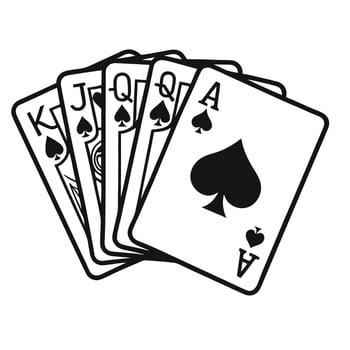 Royal Flush Of Spades In Black And White Playing Cards Concept Art vector