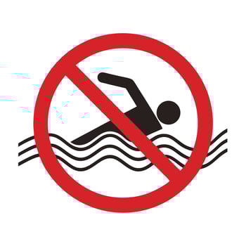 No Swimming Sign Red Circle Prohibited Icon Safety Symbol Warning Signage vector
