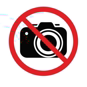 No Photography Symbol Camera Prohibition Sign For Photography Restricted Area vector