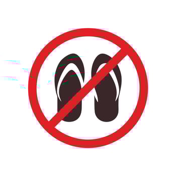 No Flip Flops Symbol Warning Sign Prohibited Footwear Restriction Icon vector