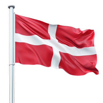 Danish flag on a pole on transparent background png