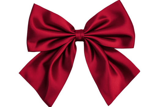 Elegant dark red satin bow with loops and tails. Perfect for gift wrapping, decoration or celebratory events png