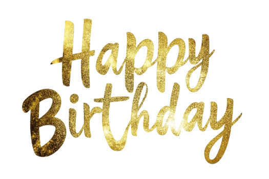 Elegant golden calligraphy Happy Birthday text on transparent background for celebrations png
