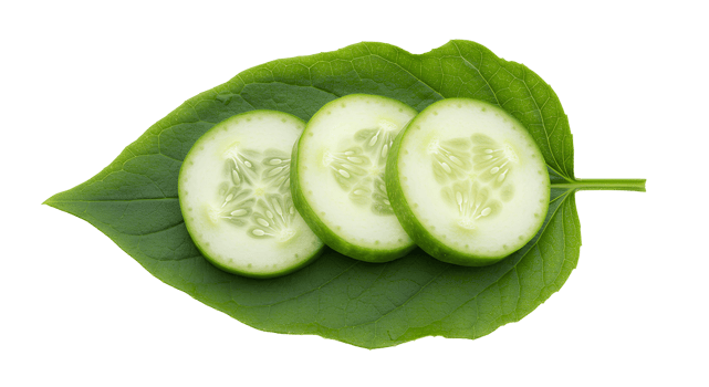 Fresh green cucumber with slices arranged in a circle isolated on transparent background for vegan and vegetarian meal visuals png