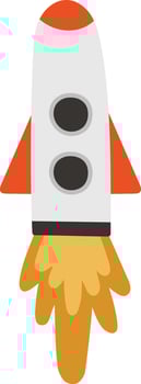 Rocket isolated cartoon , space red vector