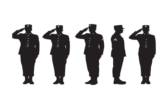 Respectful military salute performed by officers in full dress uniform artistic concept vector