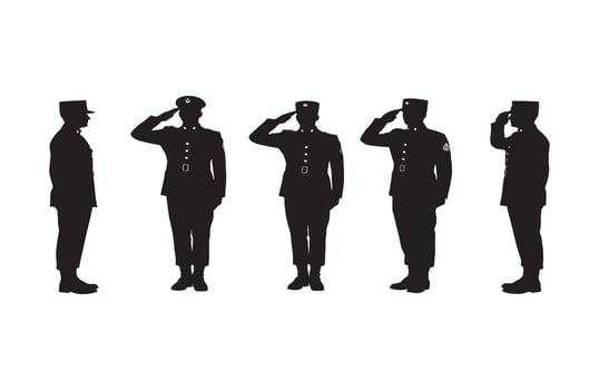 Elegant depiction of a military tribute with officers saluting in formation vector