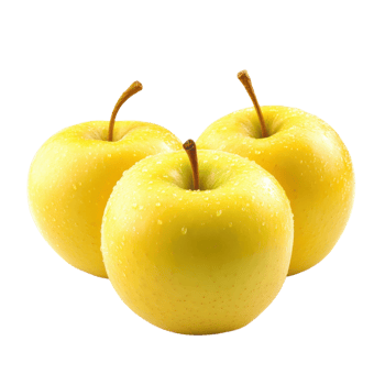 Three golden apples here on transparent background png