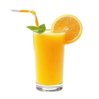 Orange juice with garnish on transparent background png
