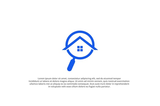 Real Estate Search Logo house on magnifying glass vector