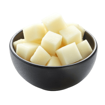 Diced potatoes in bowl on transparent background png