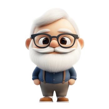 Cartoon grandpa smiling on transparent background png