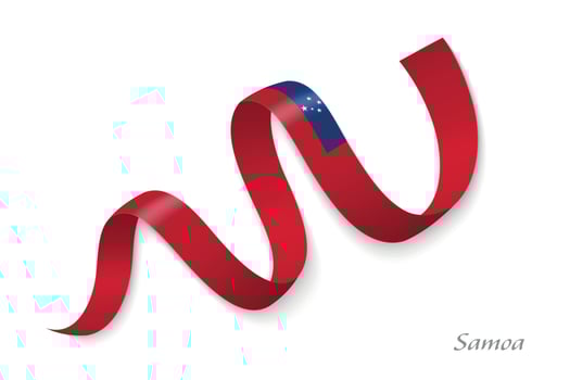 Samoa flag ribbon waving national colors vector