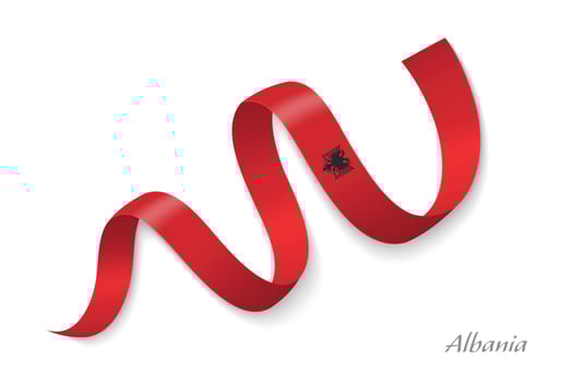 Albania flag ribbon waving national colors vector