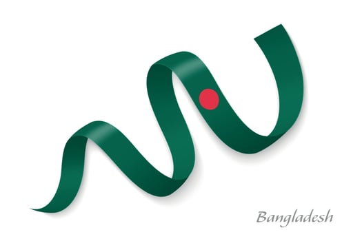 Bangladesh flag ribbon waving national colors vector