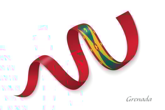 Grenada flag ribbon waving national colors vector
