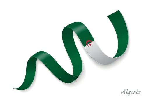 Algeria flag ribbon waving national colors vector