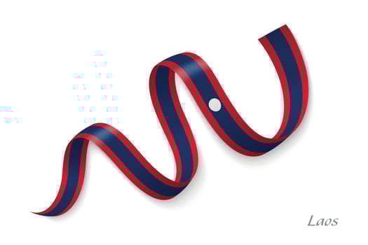 Laos flag ribbon waving national colors vector
