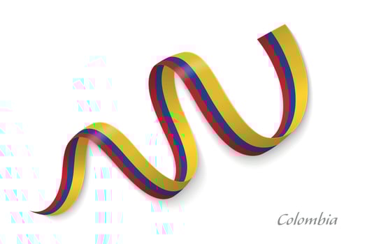 Colombia flag ribbon waving national colors vector