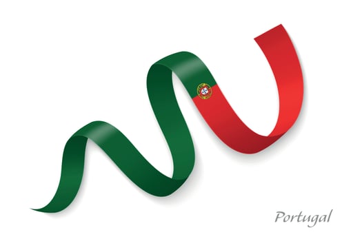 Portugal flag ribbon waving national colors vector