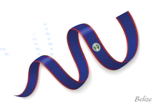 Belize flag ribbon waving national colors vector