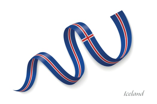 Iceland flag ribbon waving national colors vector